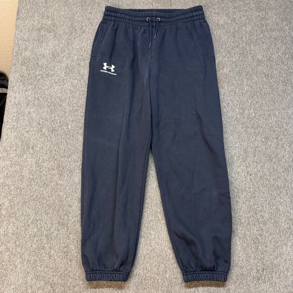 Under Armour Mens Rival Fleece Joggers Navy Blue Sweatpants Medium 1321